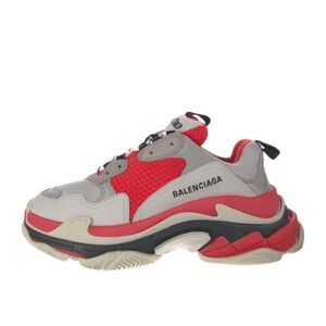 Balenciaga Men's Red and Beige Sneakers
